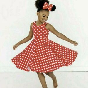 Remie Girl Minnie Mouse Red Polka Dot Twirl Dress Sz 7